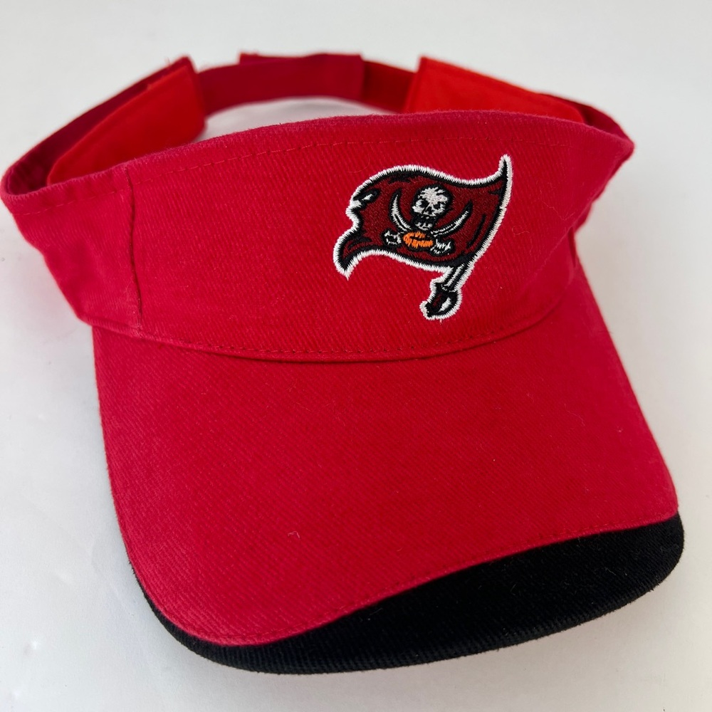 NFL Tampa Bay Buccaneers Visor Hat Cap Adjustable Red/Black Bucs Hammette EUC